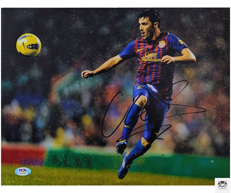 David Villa Barcelona fotografía autografiada certificada por PSA AI73397