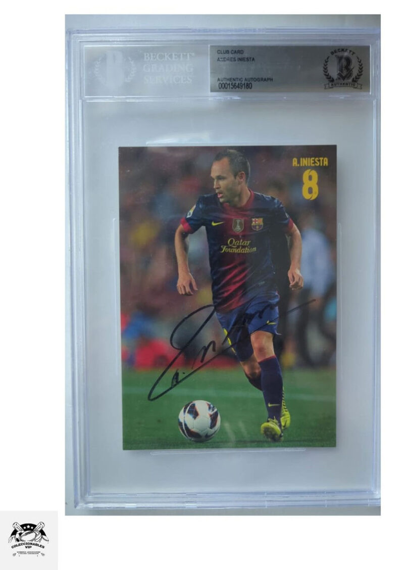Andres Iniesta FC Barcelona Tarjeta autografiada firma certificada por Beckett 00015649180.