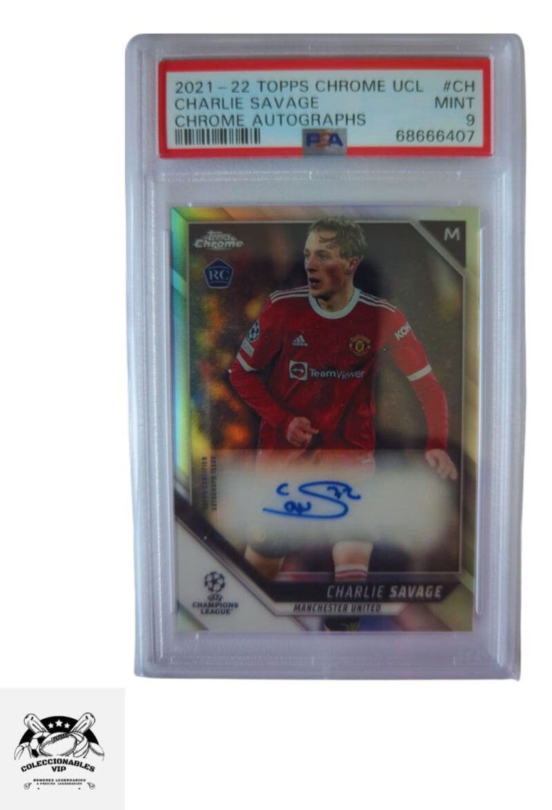 Charlie Savage Manchester United Tarjeta autografiada autenticada por Topps y PSA 68666407.