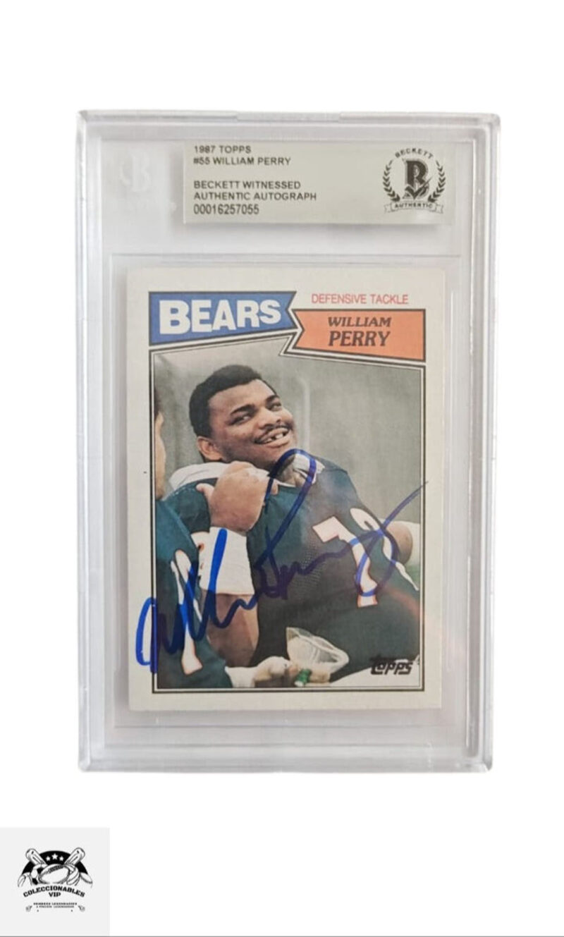 William Perry TARJETA Bears 00016257055 autografiada autógrafo certificado por Beckett.